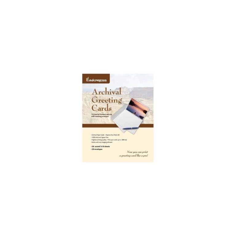 Inkpress Archival Greeting Cards package with sample card and pen