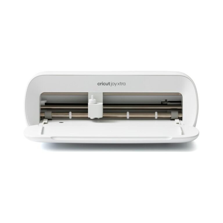 White Cricut Joy Xtra cutting machine with open front panel