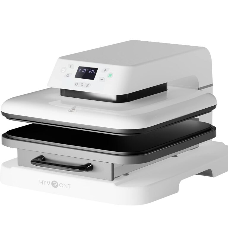 White and black heat press machine with digital display and handle