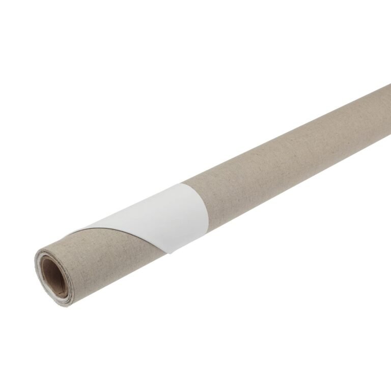 Rolled canvas with a white band, isolated on a white background