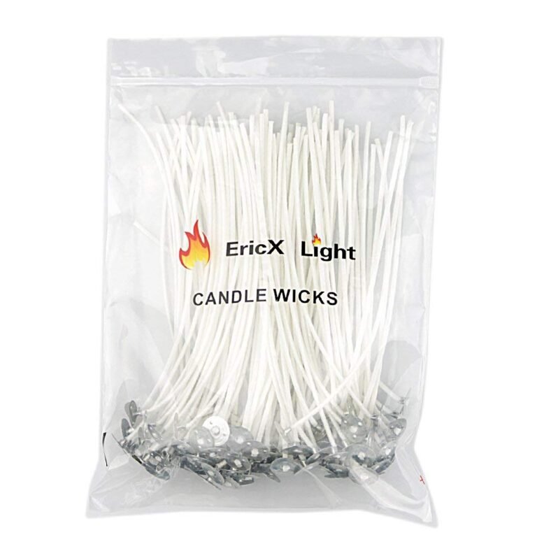 Bag of candle wicks with metal bases, labeled "EricX Light"