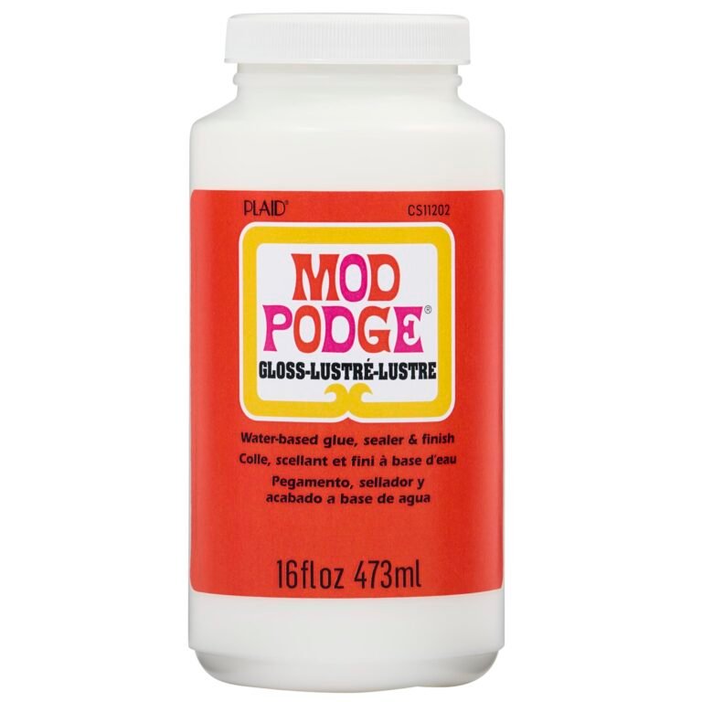 Bottle of Mod Podge Gloss-Lustre craft glue, sealer, and finish