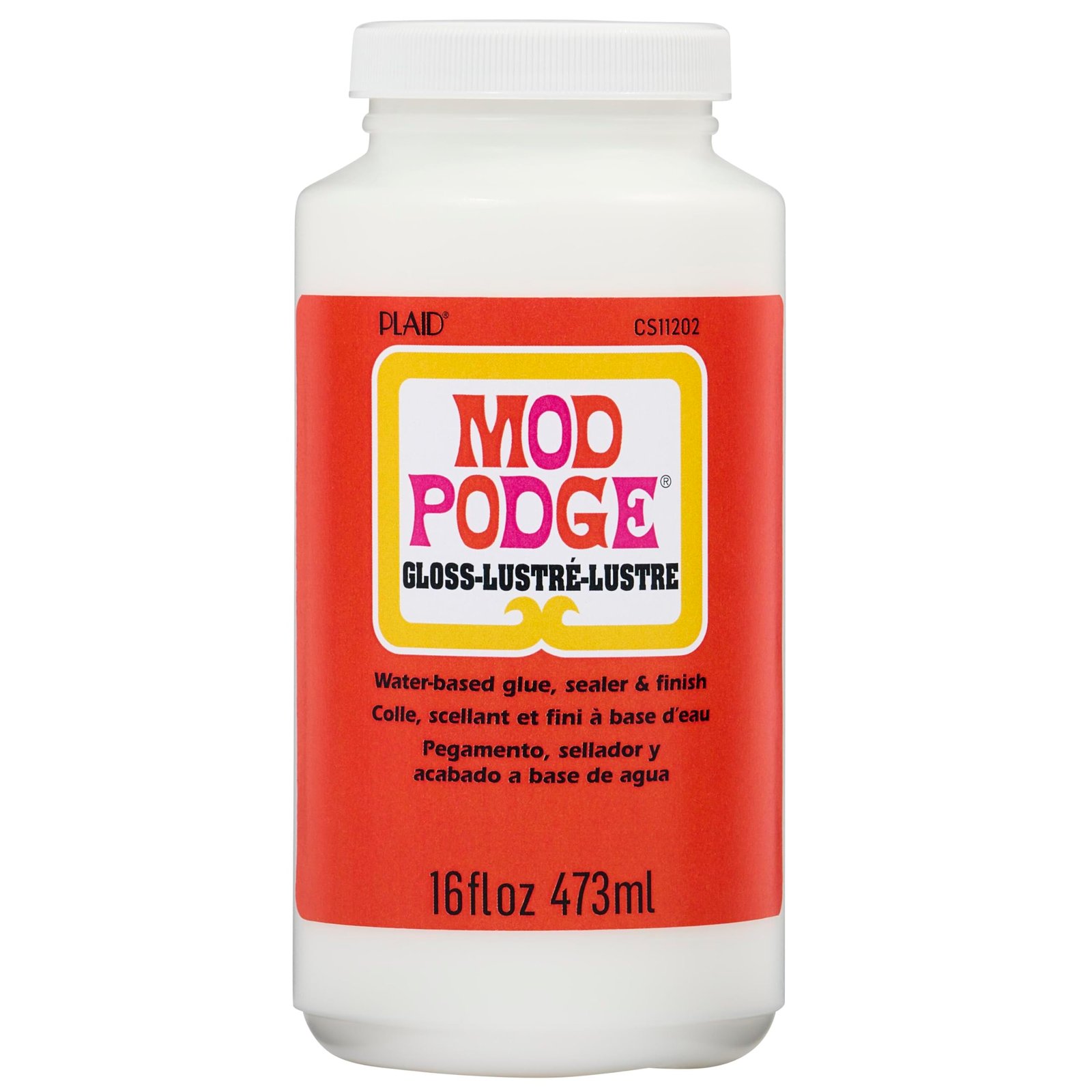 Bottle of Mod Podge Gloss-Lustre craft glue, sealer, and finish