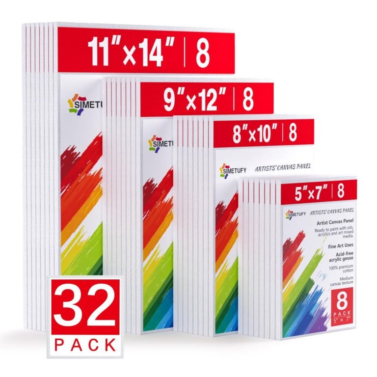 Stack of artist canvas panels in various sizes, 32 pack