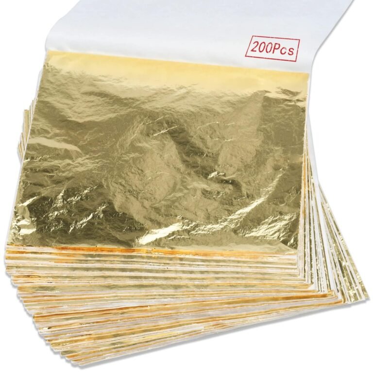 Stack of gold leaf sheets in a paper package, stamped "200 Pcs"