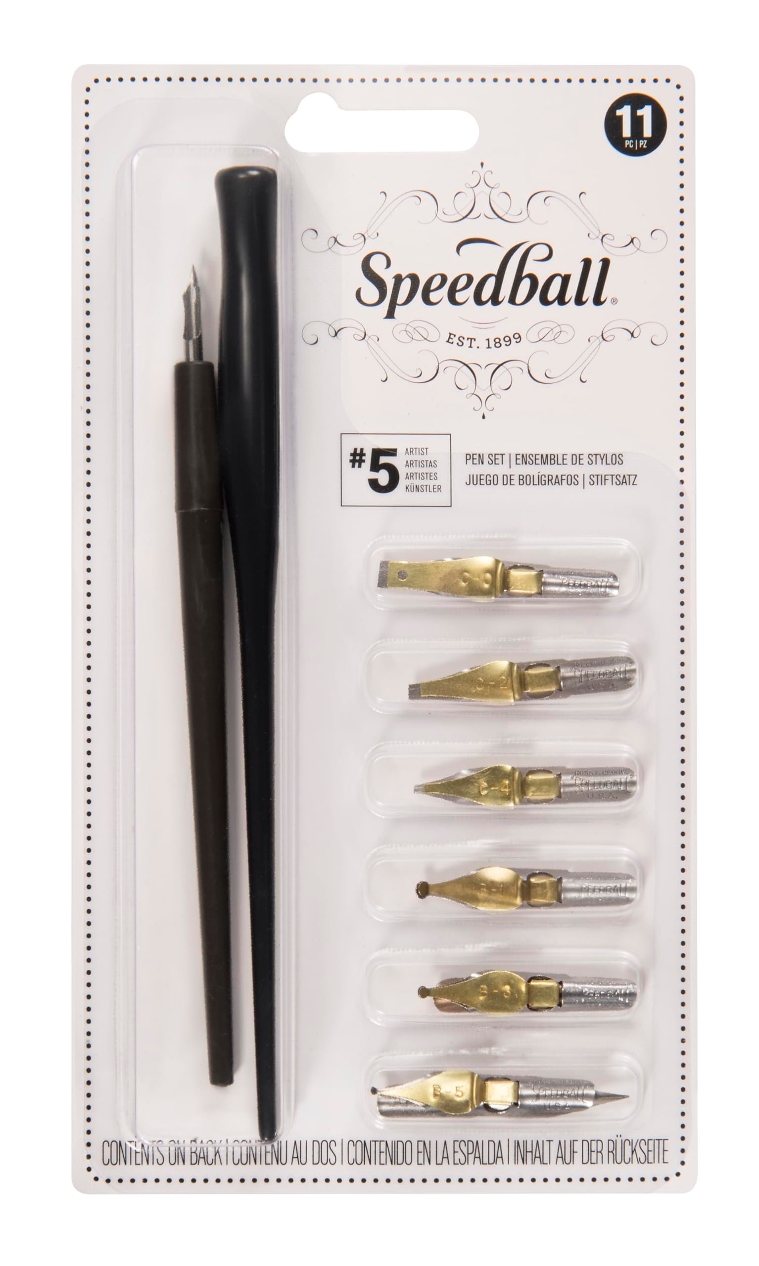 Speedball pen set with two holders and multiple calligraphy nibs