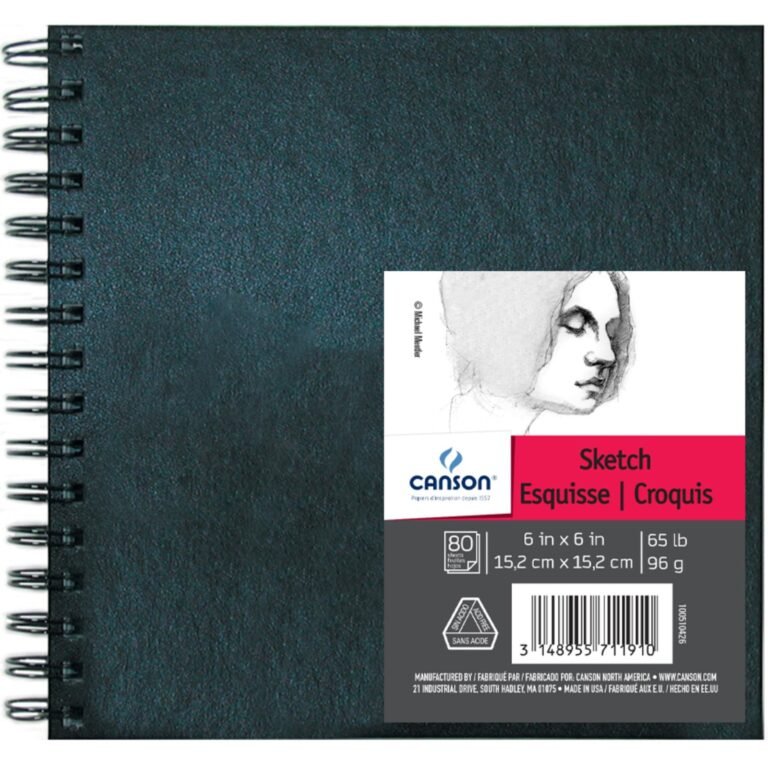 Black Canson sketch pad with spiral binding and product information label