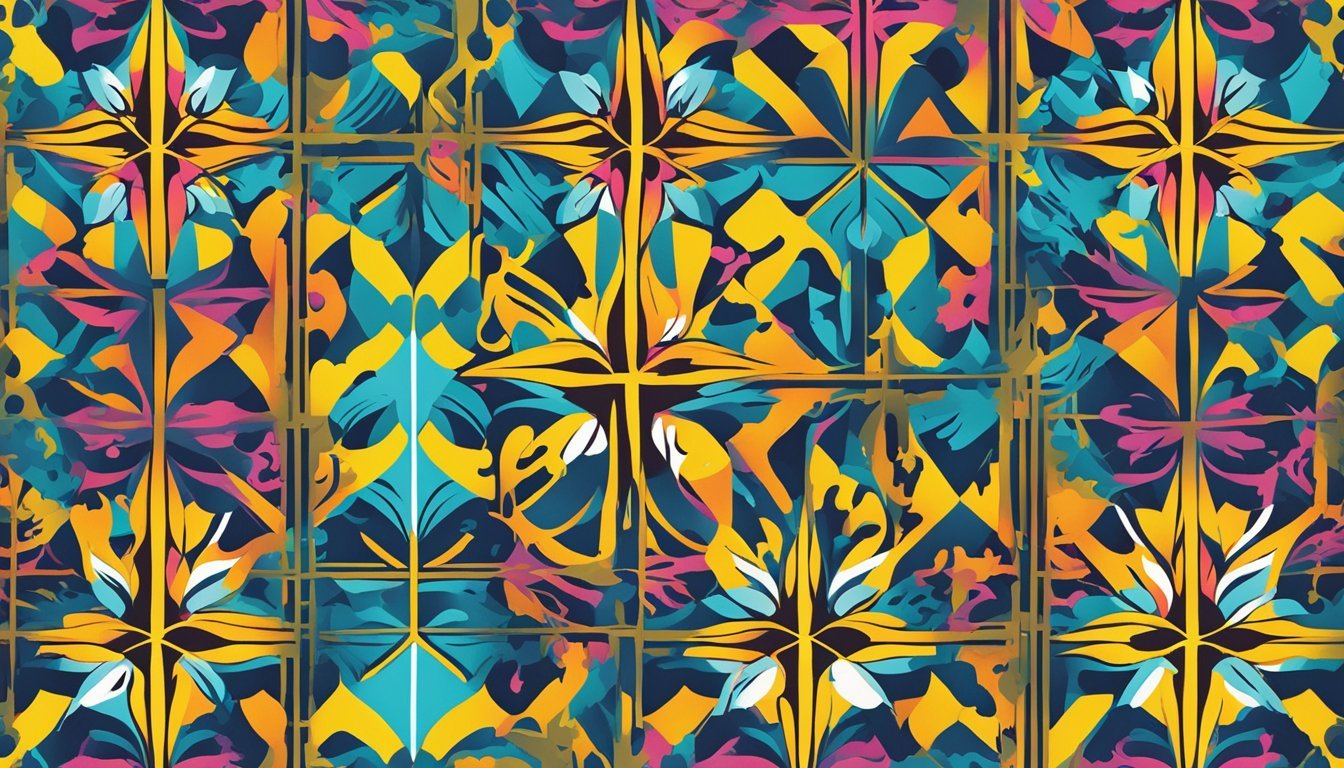 Vibrant colors blend on a stencil, creating a unique pattern on a variety of surfaces
