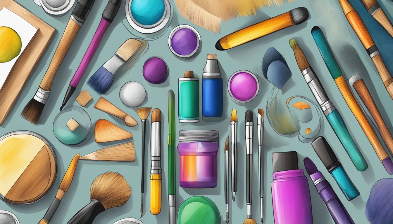 A colorful array of blending and smudging tools surrounded by various textured and shaded drawings, creating depth and dimension