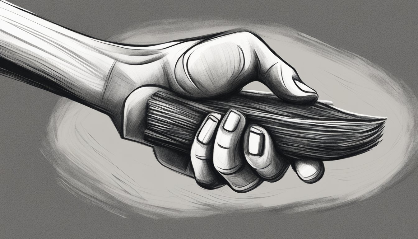 A hand holding a piece of charcoal, creating bold, expressive strokes on textured paper.</p><p>A variety of line weights and shading techniques are demonstrated