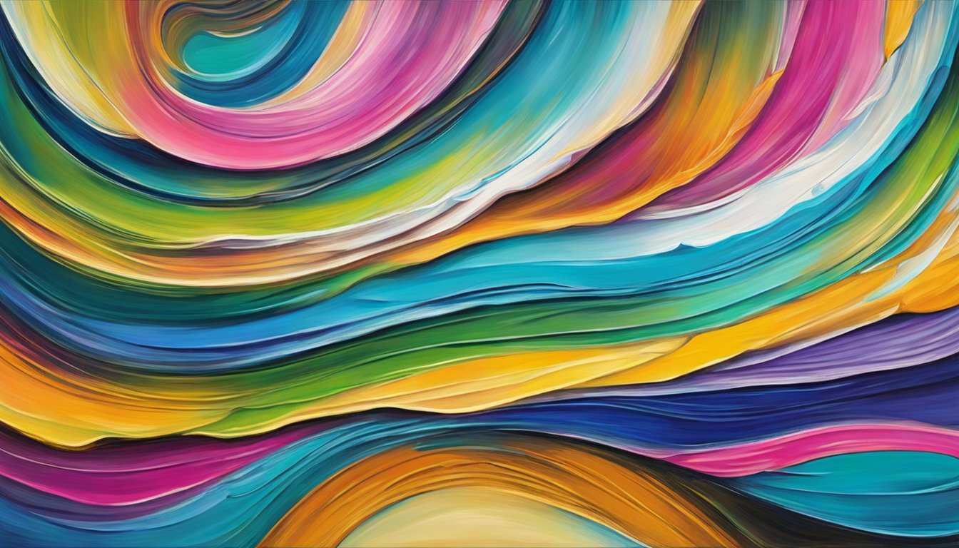 Vibrant oil and acrylic paints blend seamlessly on a canvas, creating rich, layered textures with glazing effects