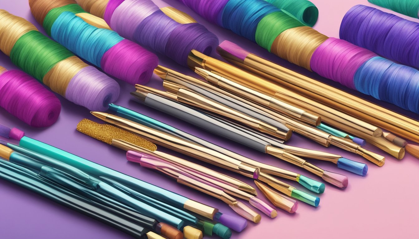 A collection of craft kits with metallic markers scattered around, adding a touch of shimmer and shine to the colorful materials