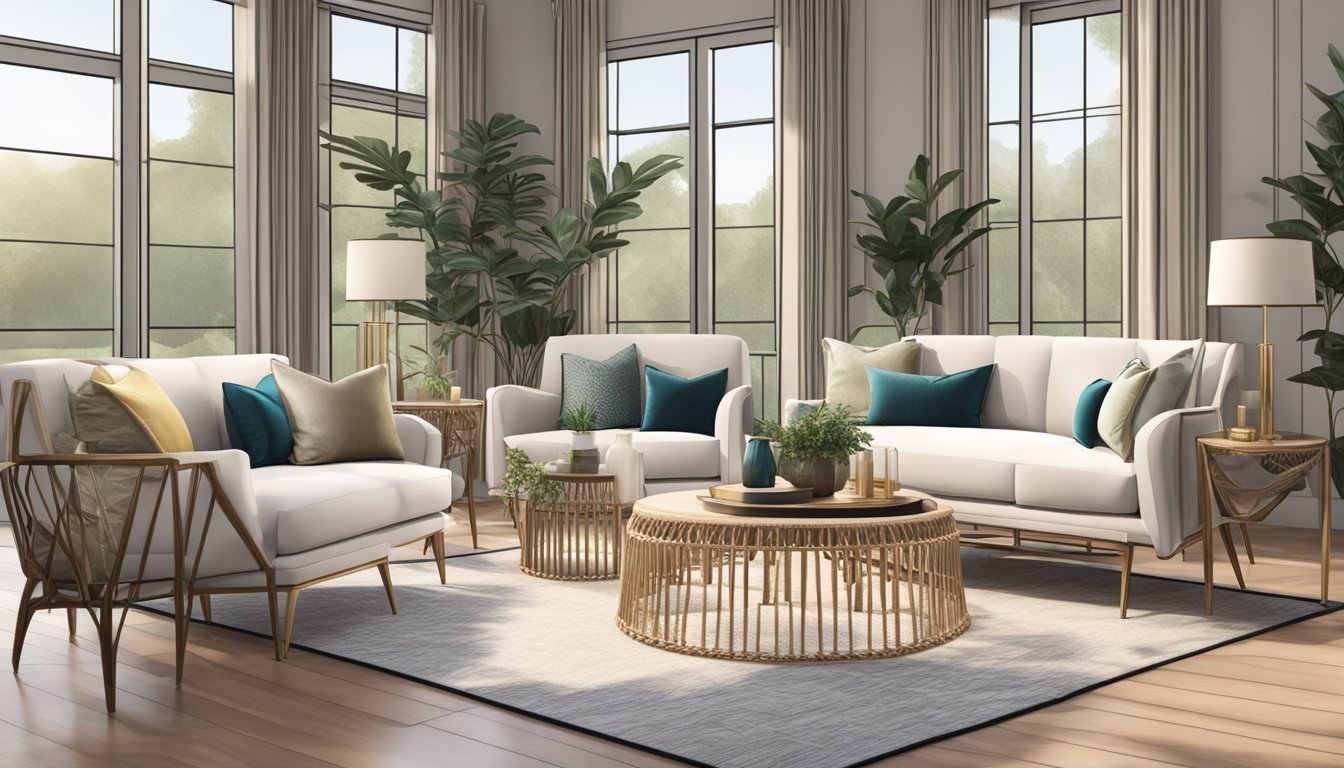 A modern living room with elegant chairs featuring macramé techniques on the backs, creating a stylish and sophisticated home décor