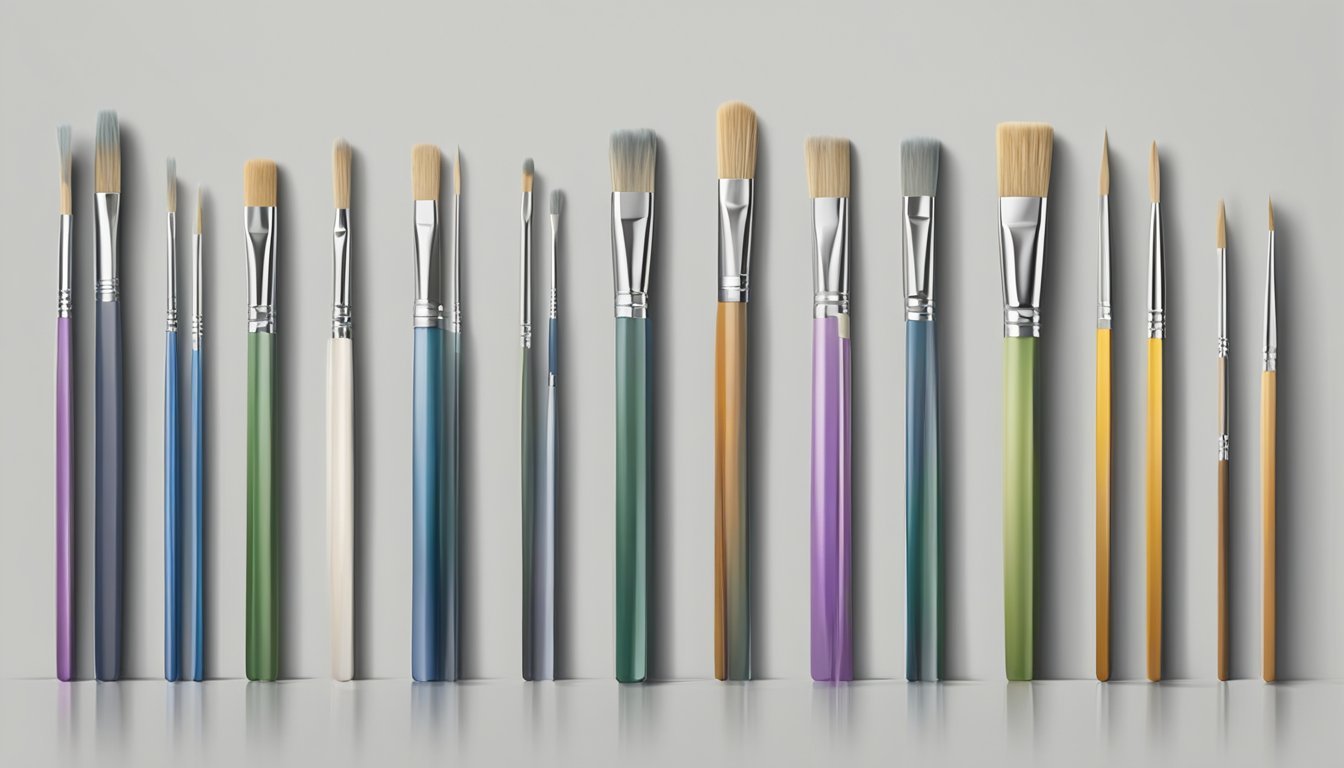 A set of paintbrushes standing upright in a clean, organized container