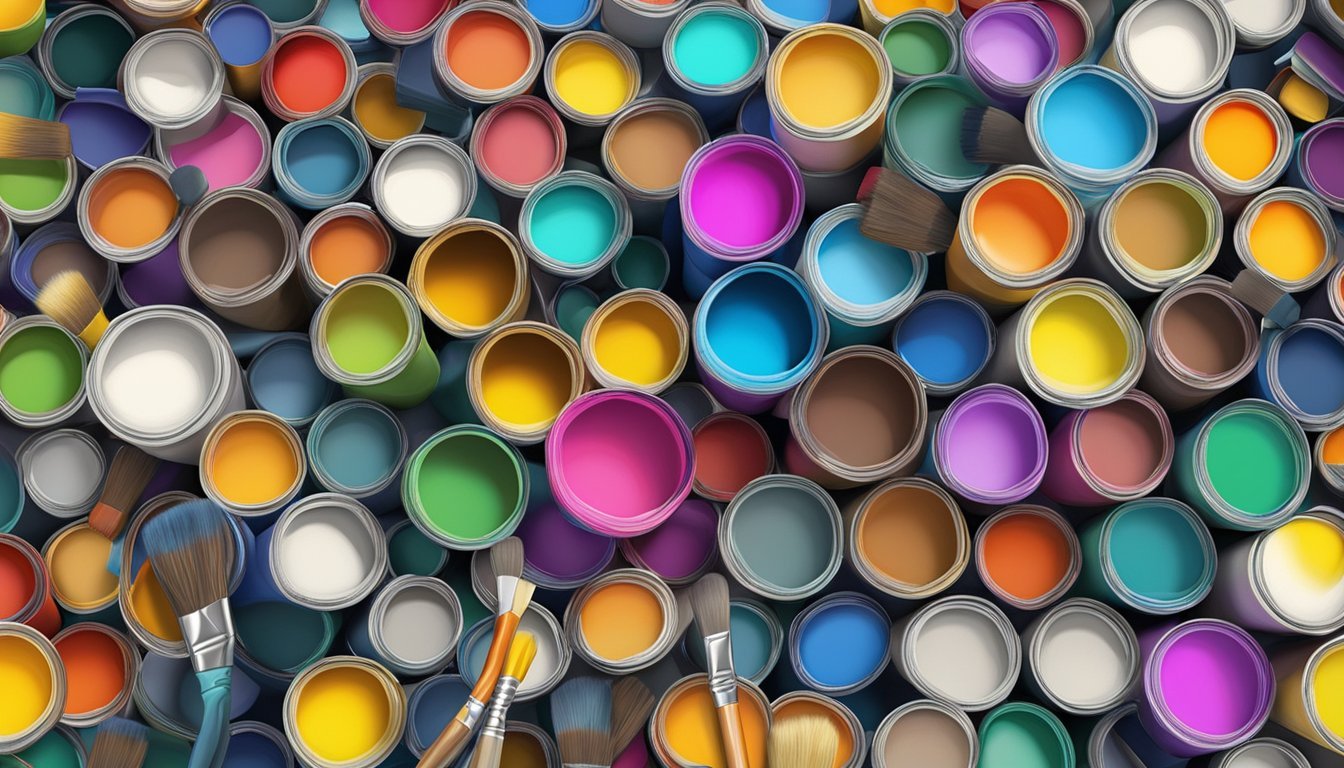 A colorful array of paint tubes and brushes scattered on a clean canvas