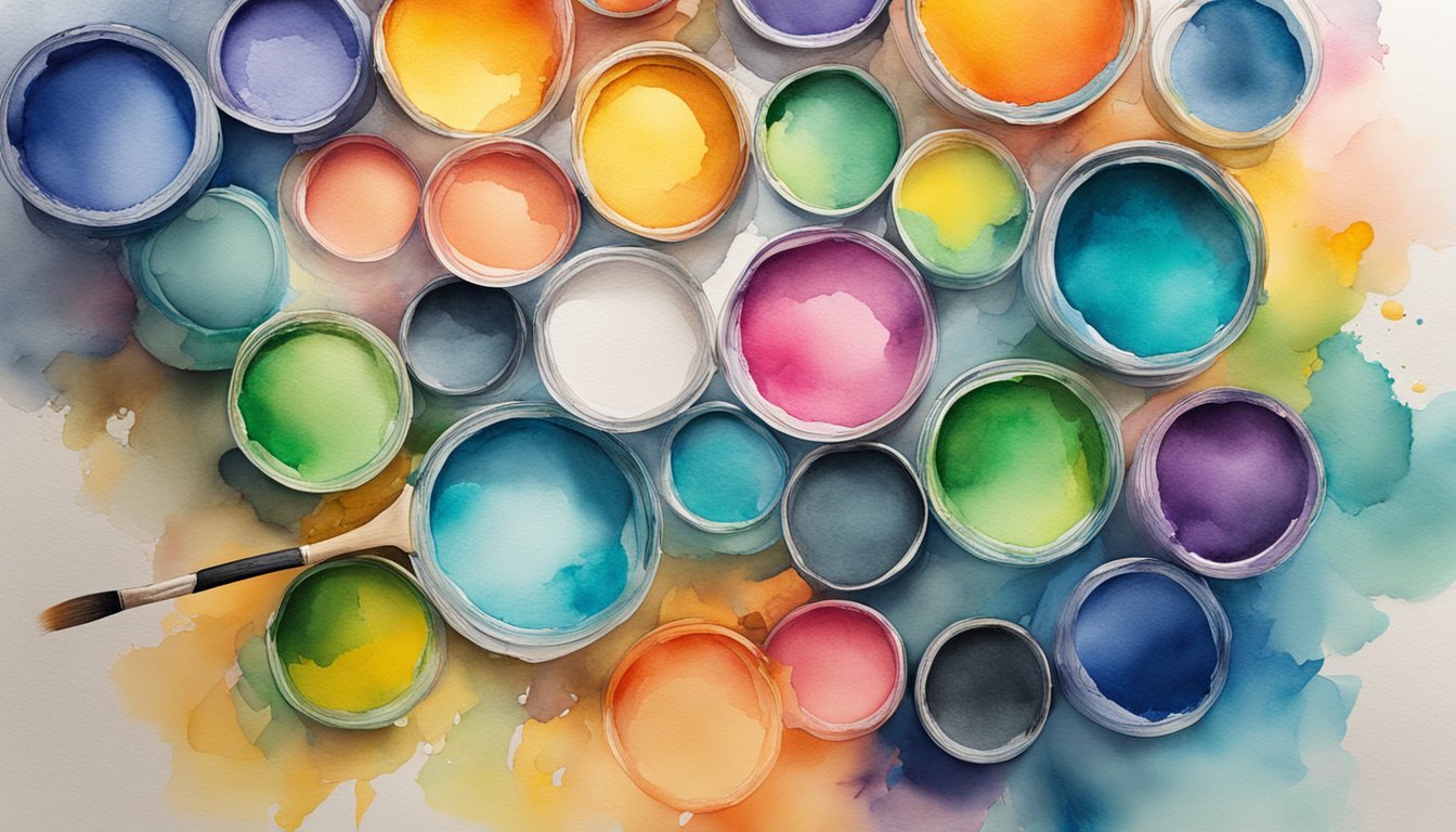 Vibrant watercolor paints being applied in layers onto textured paper, creating a dynamic and colorful mixed media artwork