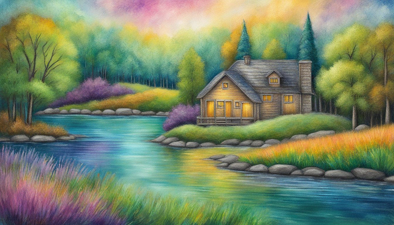 Vibrant oil pastels blend on textured paper, creating a resist effect.</p><p>Layers of mixed media add depth and dimension to the artwork