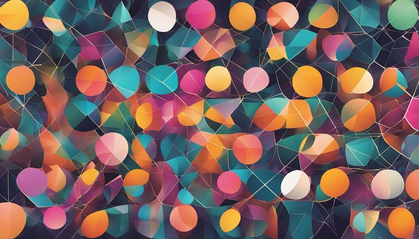 A vibrant abstract pattern of colorful overlapping circles and shapes