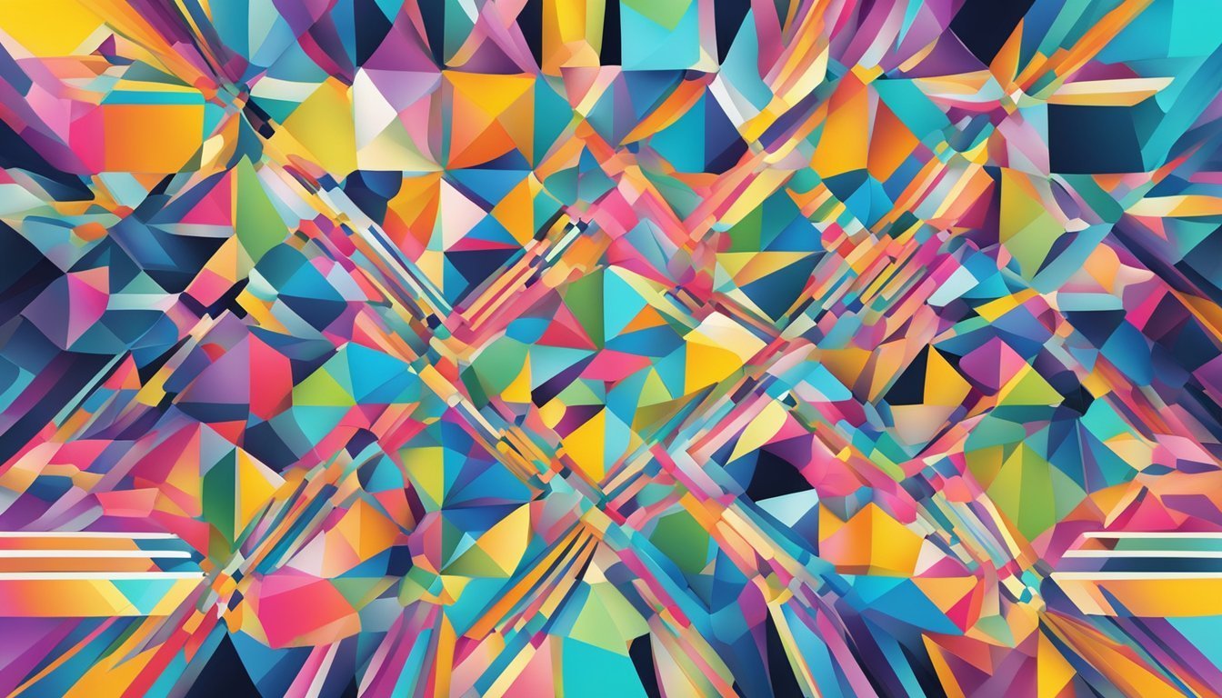 Vibrant abstract pattern with colorful geometric shapes and angles