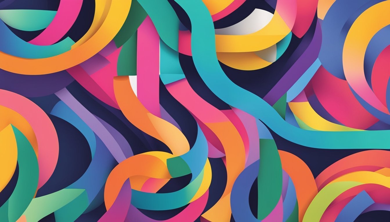 Colorful abstract design featuring swirling shapes and patterns.